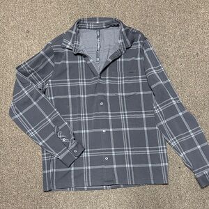 Men's Gray Plaid Button-Up Jacket